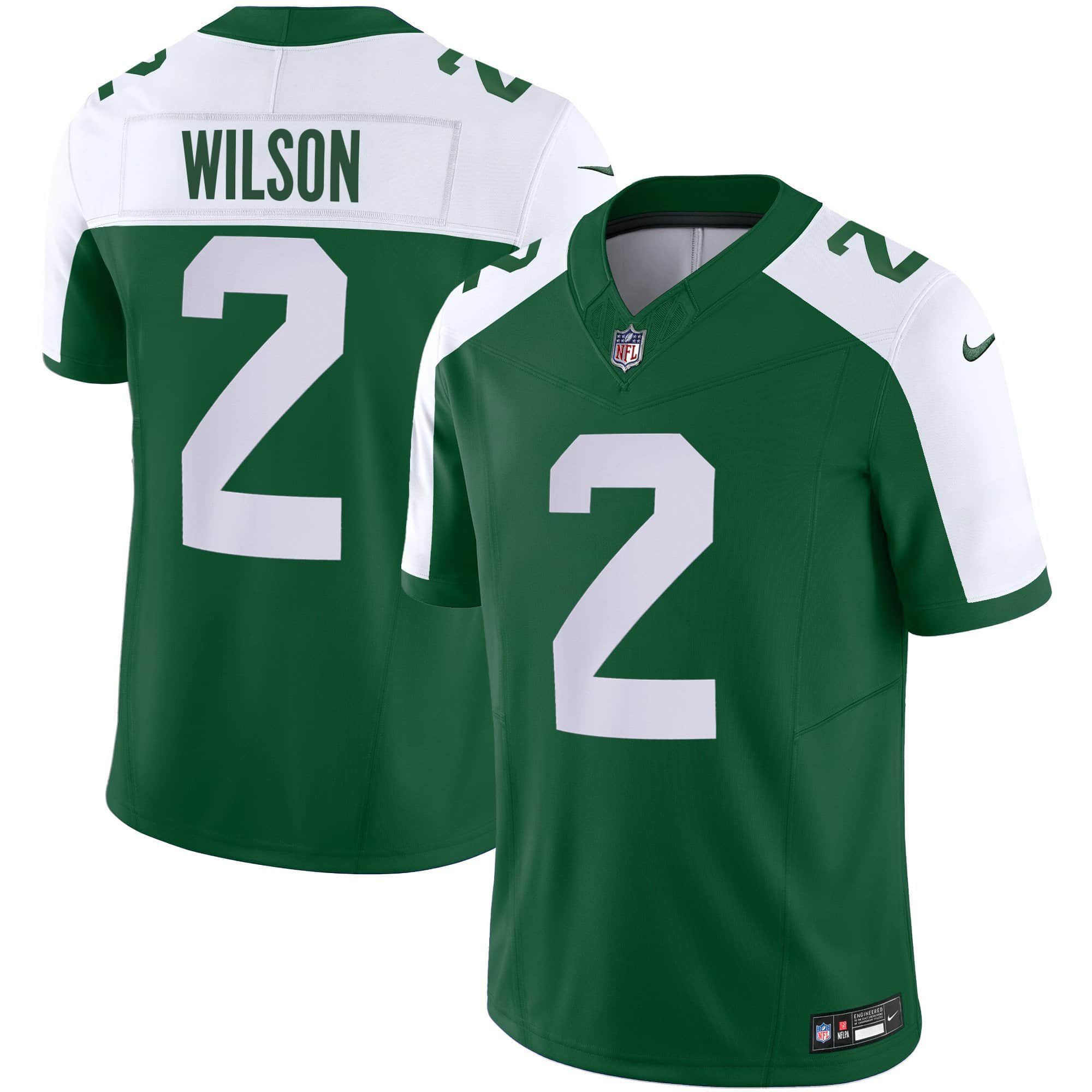 Men New York Jets #2 Wilson Green 2024 Nike Limited NFL Jersey style 1